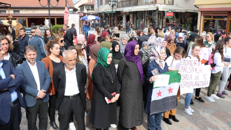 Kuzey Makedonya'da Suriye'deki tutuklu kadın ve çocuklara destek eylemi