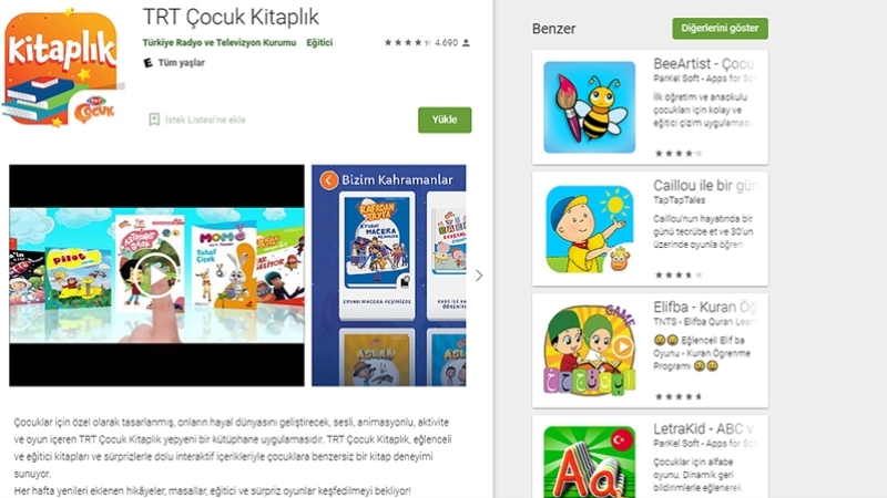 TRT Çocuk Kitaplık uygulamasını 1 milyon kişi indirdi