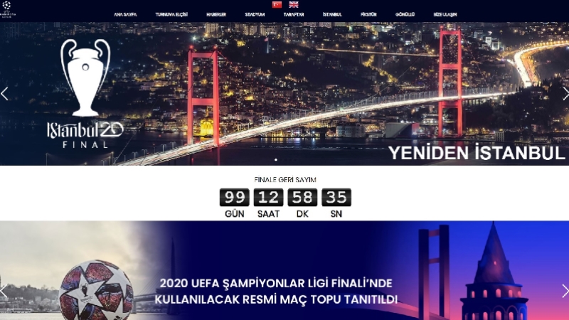 2020 UEFA Şampiyonlar Ligi Finali'nin internet sitesi açıldı